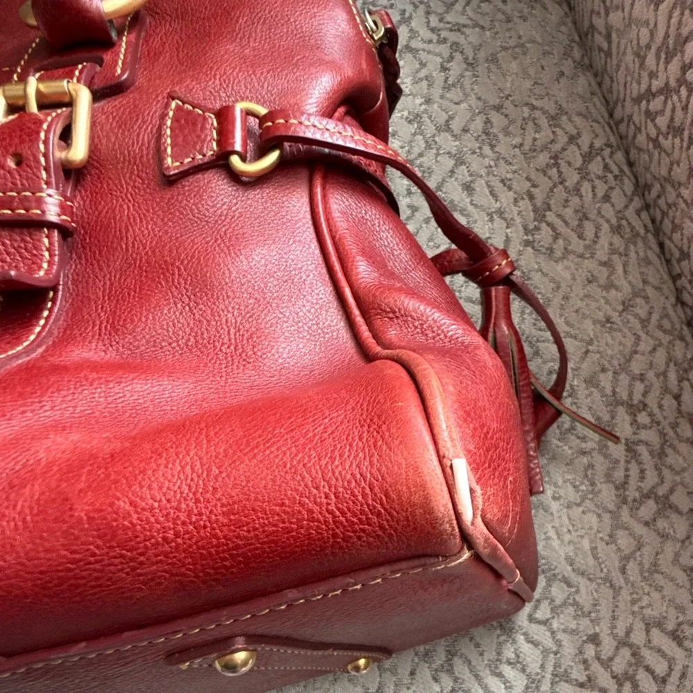 Dooney & Bourke Florentine Leather Domed Buckle Satchel in Bordeaux